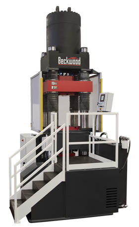 1200 Ton 4-Post Powder Compacting Hydraulic Press with ram safety catcher, and part ejection system
