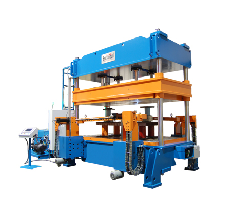 100 Ton 4-Post Hot Forming Press with with programmable side rams, used to form titanium and aluminum parts for aerospace