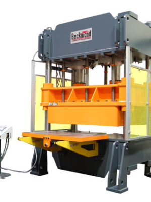 400 Ton 4-Post Rubber Pad Press, large press used for aerospace