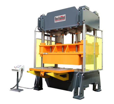400 Ton 4-Post Rubber Pad Press, large press used for aerospace