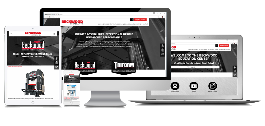 Beckwood and Triform lauch hydraulic press and specialty forming equipment website