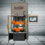 Hydraulic press with safety features - light curtains, physical guarding, optical scanners