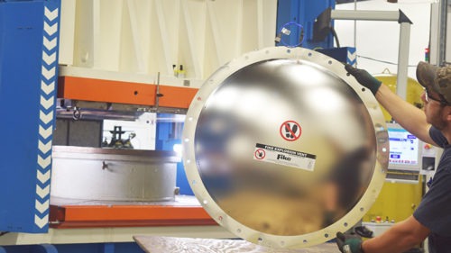 Part formed in a Beckwood 2500 Ton Bulge Forming Press